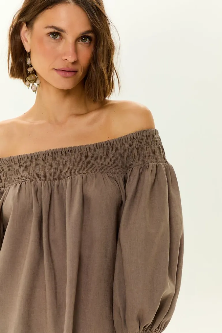 Blusa Manga Curta Lastex Decote