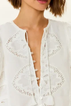 Blusa Manga Longa Bordado Lotus