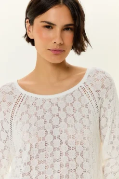 Blusa Tricot Rendada Manga Longa