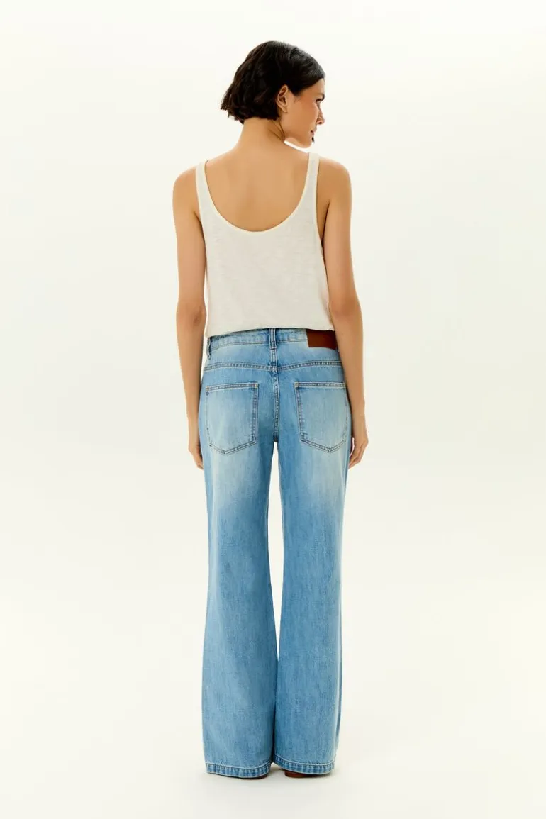 Calça Jeans Reta Used Bolsos Frente