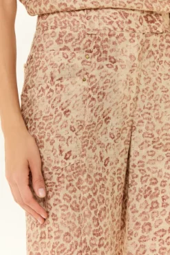 Calça Linho Estampa Jaguar