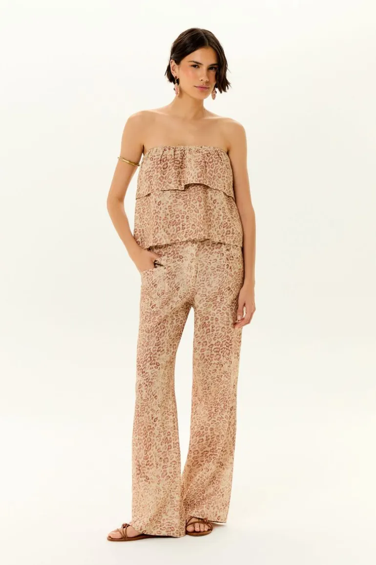 Calça Linho Estampa Jaguar