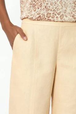 Calça Reta Linho Bolso Frontal