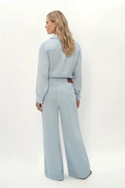 Calça Sarja Pantalona Pregas