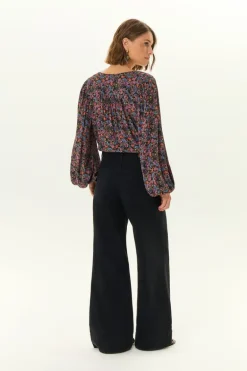 Calça Sarja Wide Leg Barra Larga