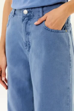Calça Sarja Wide Leg Barra Larga