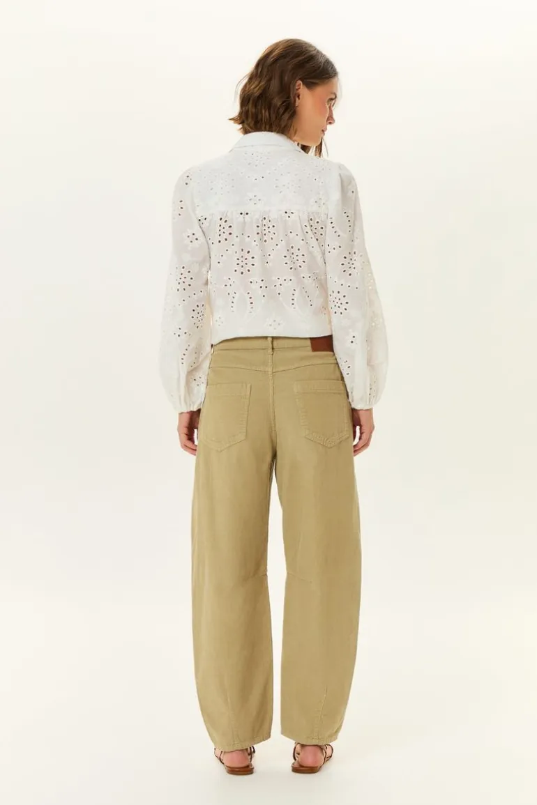 Calça Veludo Cotele Barrel Pregas