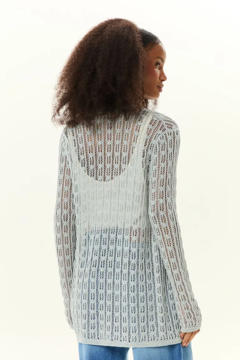 Cardigan Tricot Ponto Rendado Brilhos