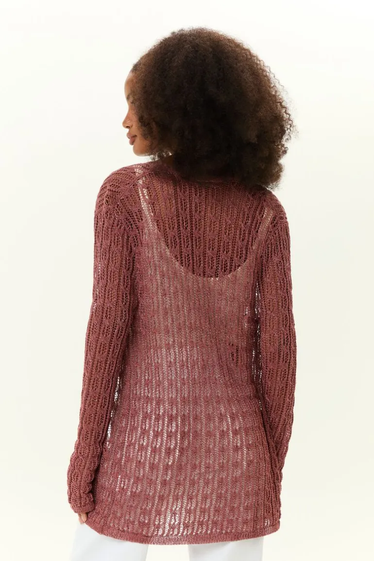Cardigan Tricot Ponto Rendado Brilhos