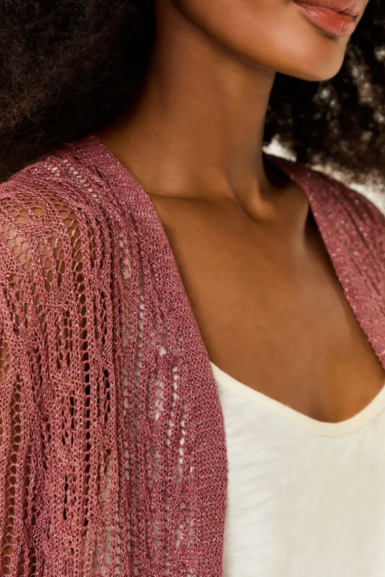 Cardigan Tricot Ponto Rendado Brilhos