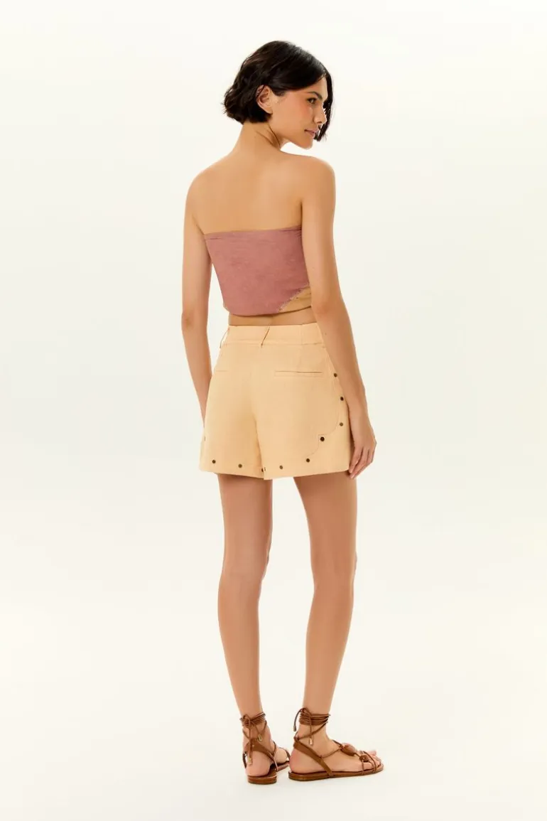 Short Linho Recorte Rebite