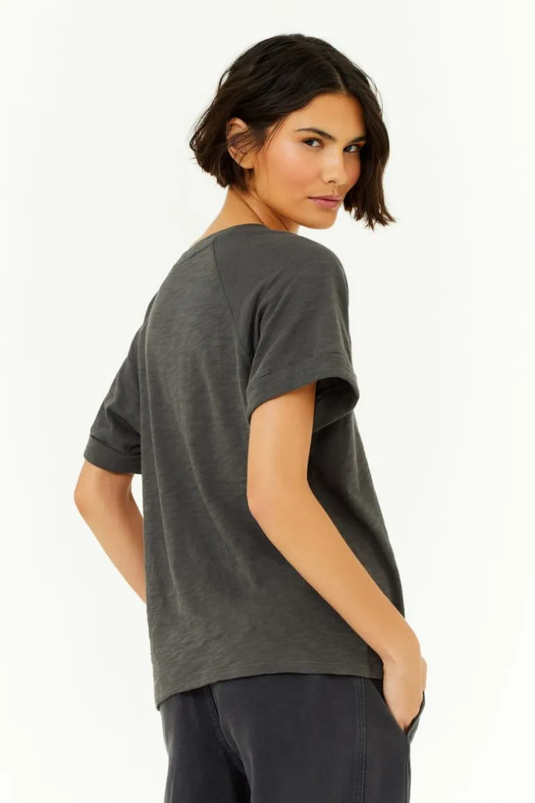 T-Shirt Decote v Algodao Flame