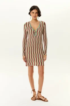 Vestido Curto Tricot Decote Gota