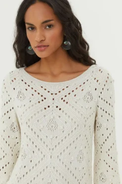 Vestido Curto Tricot Ponto Crochet