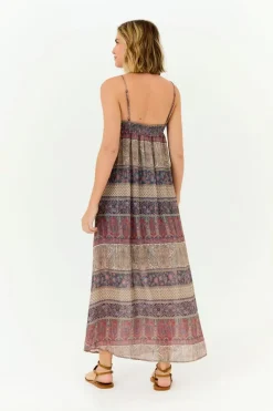 Vestido Longo Lastex Estampa Geranium