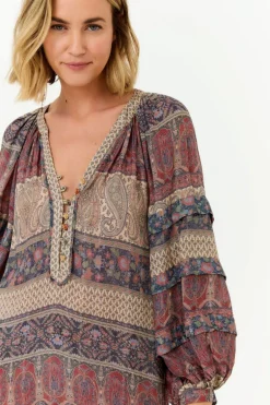 Vestido Longo Mix Estampa Geranium