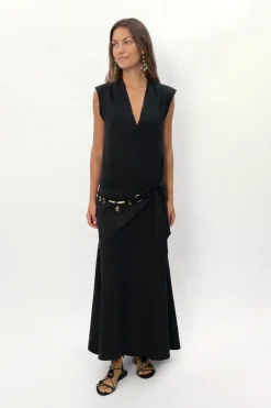 Vestido Midi Alça Metais