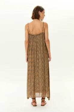 Vestido Midi Alca Estampa Leaf Denim