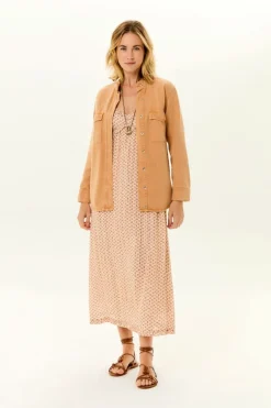 Vestido Midi Babados Estampa Plumy
