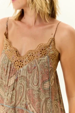 Vestido Midi Bordado Estampa Folk