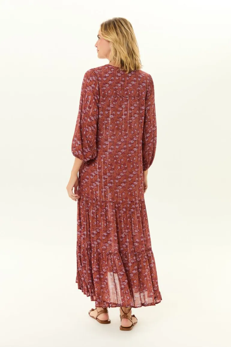 Vestido Midi Camadas Estampa Roses