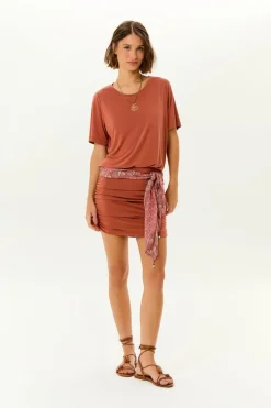 Vestido Midi Decote v Pala Franzida