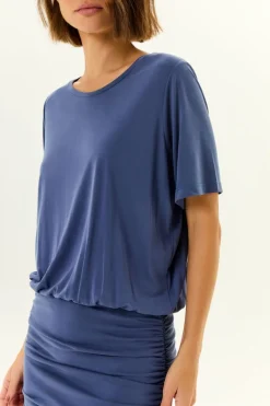 Vestido Midi Decote v Pala Franzida