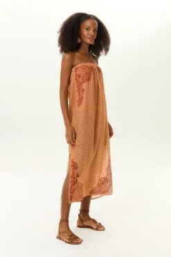 Vestido Midi Estampa Line Bordado