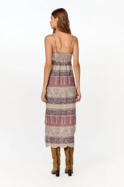 Vestido Midi Festone Est Geranium