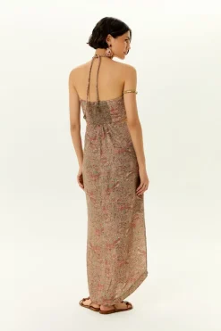 Vestido Midi Linho Estampa Condor