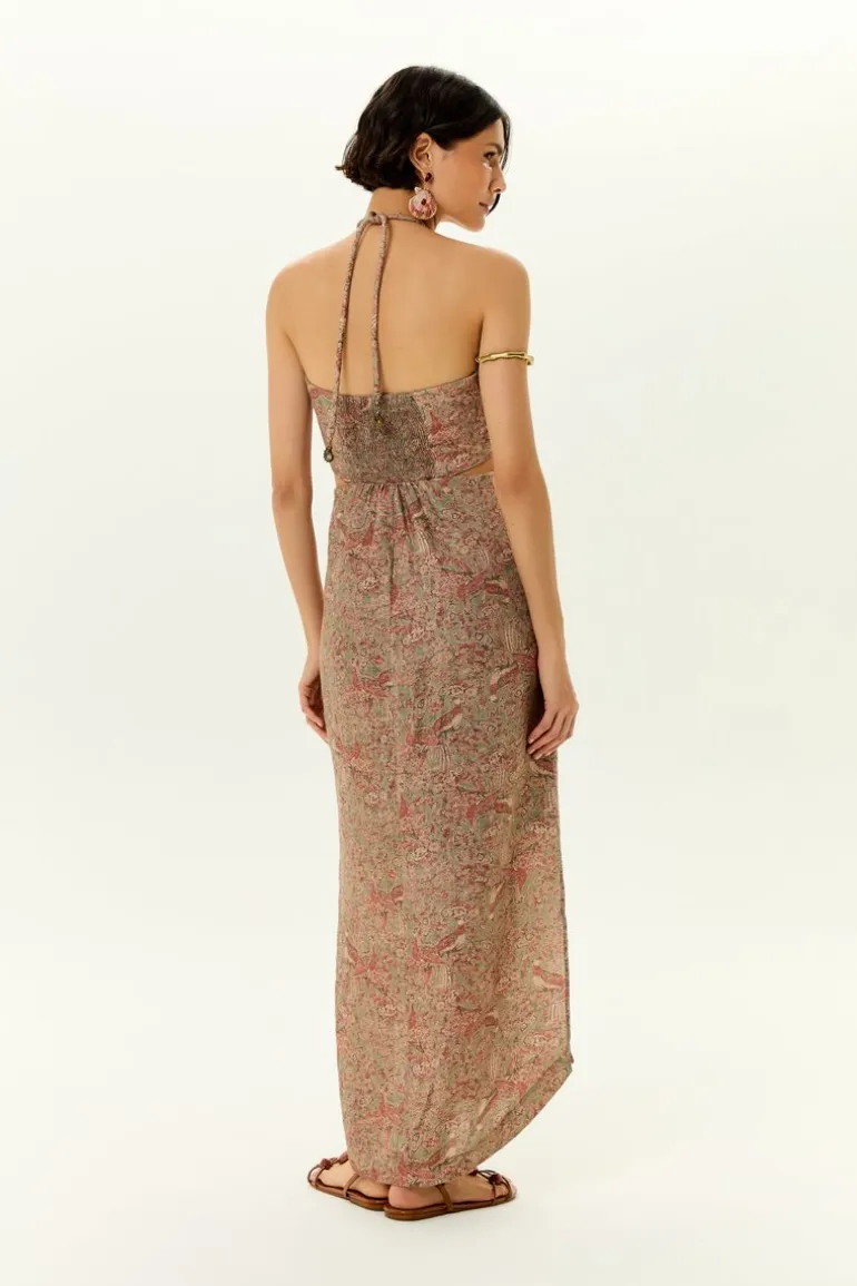 Vestido Midi Linho Estampa Condor