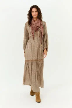 Vestido Midi Manga Estampa Geranium