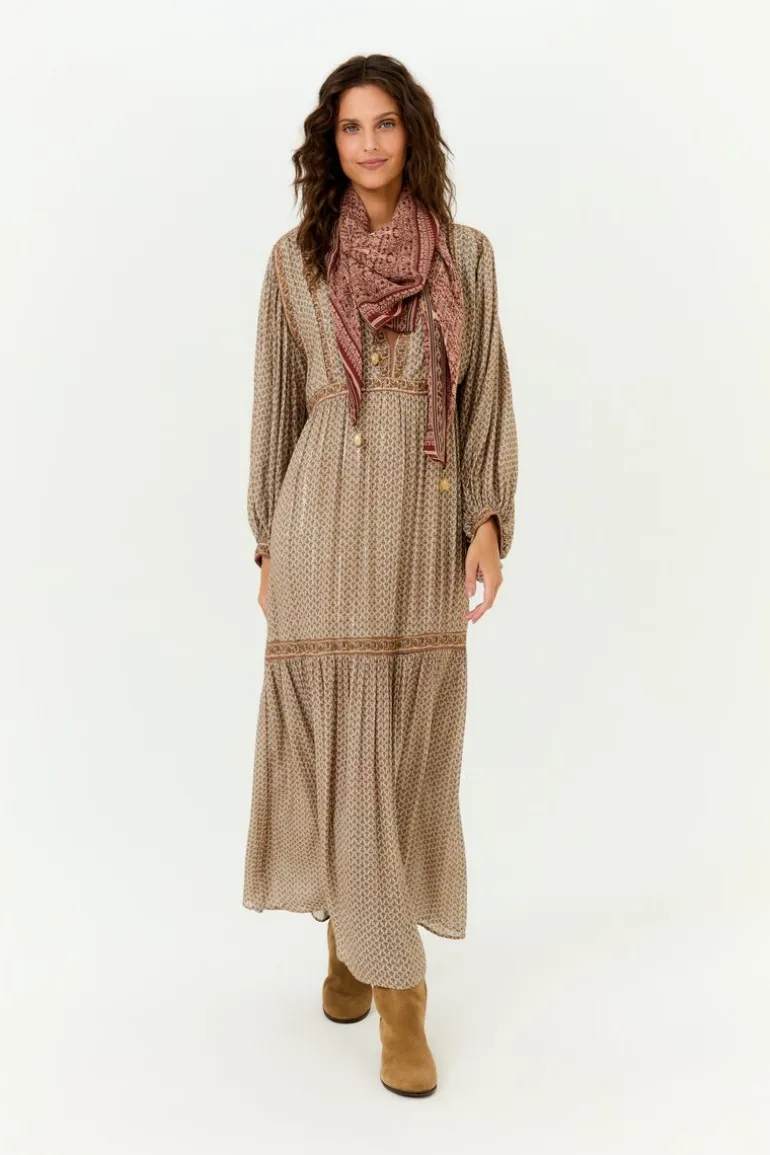 Vestido Midi Manga Estampa Geranium