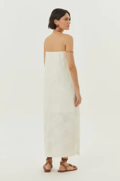 Vestido Midi Sem Alca Bordado Holambra