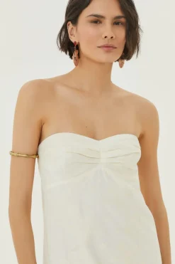Vestido Midi Sem Alca Bordado Holambra