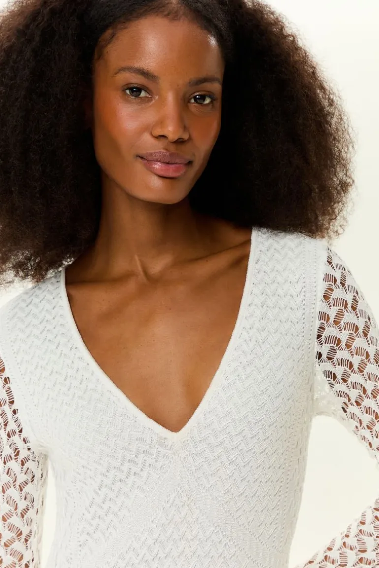 Vestido Tricot Nesgas Ponto Rendado
