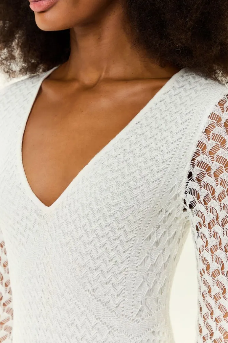 Vestido Tricot Nesgas Ponto Rendado