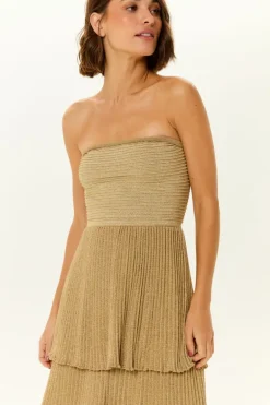 Vestido Tricot Sem Alça Babados