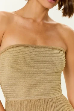 Vestido Tricot Sem Alça Babados