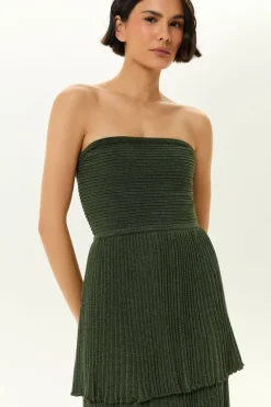 Vestido Tricot Sem Alça Babados